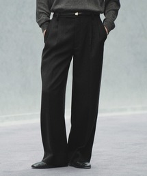 MELANGE TWEED CURVED SEAM SLACKS【SET-UP】