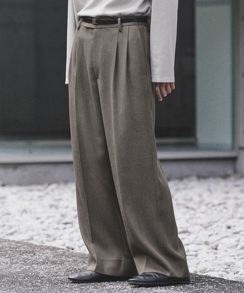WYM LIDNM(ウィム バイ リドム)の「MELANGE TWEED CURVED SEAM SLACKS【SET-UP】(スラックス・メンズ・ブラック系/チャコール/ブラウン系・S/XS/M/L)」の3枚目の写真