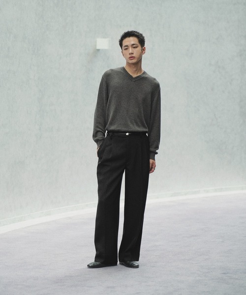 WYM LIDNM(ウィム バイ リドム)の「MELANGE TWEED CURVED SEAM SLACKS【SET-UP】(スラックス・メンズ・ブラック系/チャコール/ブラウン系・S/XS/M/L)」の18枚目の写真