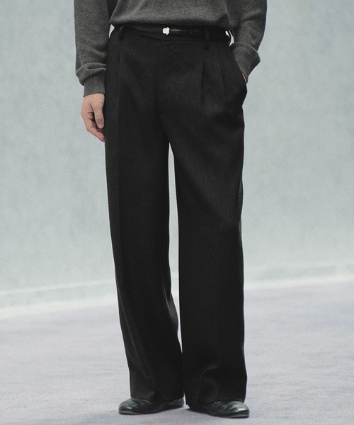 WYM LIDNM(ウィム バイ リドム)の「MELANGE TWEED CURVED SEAM SLACKS【SET-UP】(スラックス・メンズ・ブラック系/チャコール/ブラウン系・S/XS/M/L)」の19枚目の写真