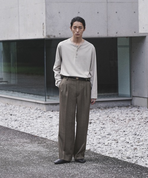 WYM LIDNM(ウィム バイ リドム)の「MELANGE TWEED CURVED SEAM SLACKS【SET-UP】(スラックス・メンズ・ブラック系/チャコール/ブラウン系・S/XS/M/L)」の22枚目の写真