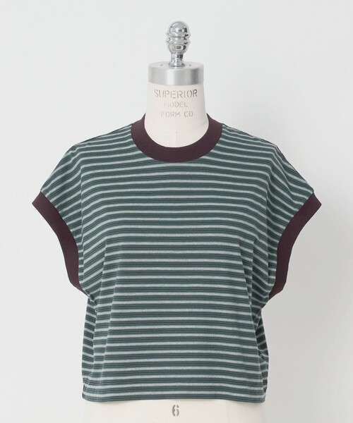 LOEFF(ロエフ)の「<LOEFF>スビンコットン ボーダー ワイド ショート Tシャツ(Tシャツ/カットソー・レディース・ケリーグリーン・FREE)」の1枚目の写真