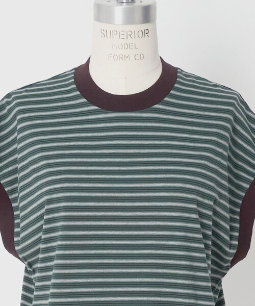 LOEFF(ロエフ)の「<LOEFF>スビンコットン ボーダー ワイド ショート Tシャツ(Tシャツ/カットソー・レディース・ケリーグリーン・FREE)」の3枚目の写真
