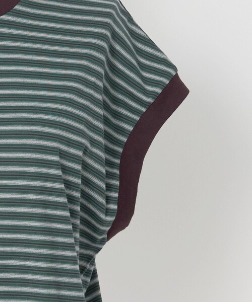 LOEFF(ロエフ)の「<LOEFF>スビンコットン ボーダー ワイド ショート Tシャツ(Tシャツ/カットソー・レディース・ケリーグリーン・FREE)」の4枚目の写真