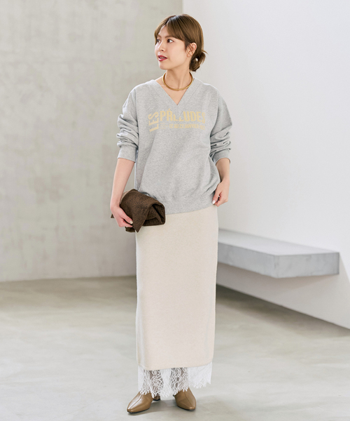 Spick & Span(スピックアンドスパン)の「《一部店舗+WEB限定》レースニットタイトスカート(スカート・レディース・チャコールグレー/ホワイト系その他・FREE)」の4枚目の写真