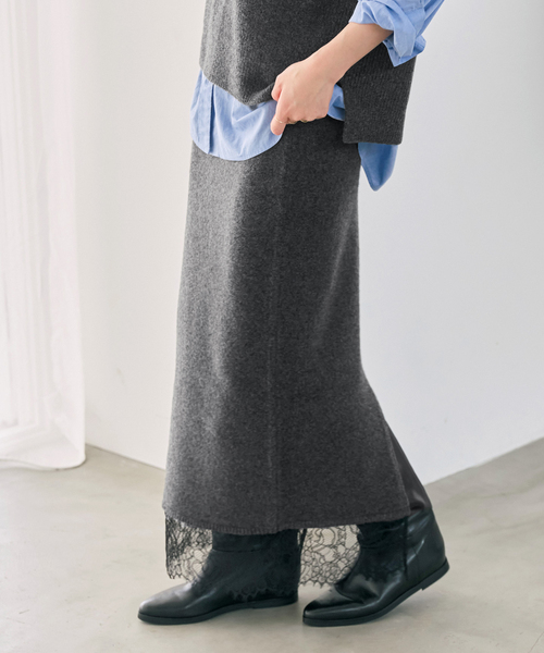 Spick & Span(スピックアンドスパン)の「《一部店舗+WEB限定》レースニットタイトスカート(スカート・レディース・チャコールグレー/ホワイト系その他・FREE)」の6枚目の写真