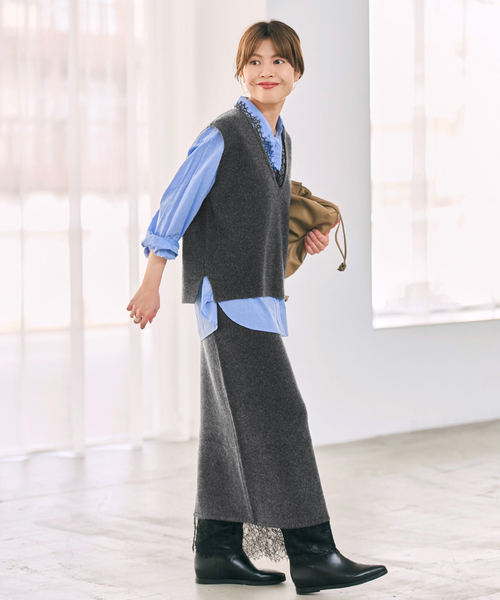 Spick & Span(スピックアンドスパン)の「《一部店舗+WEB限定》レースニットタイトスカート(スカート・レディース・チャコールグレー/ホワイト系その他・FREE)」の11枚目の写真