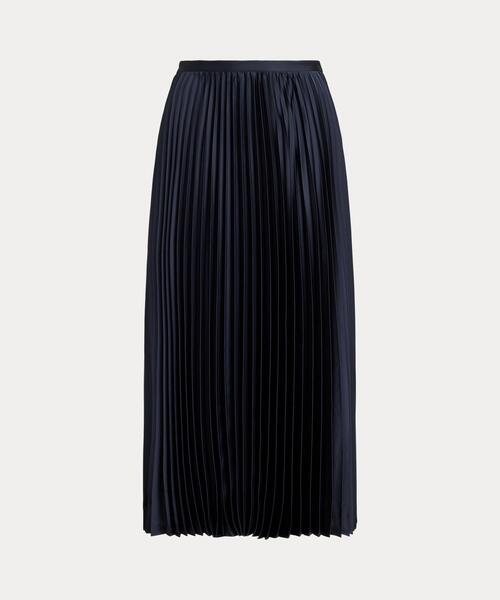 LAUREN RALPH LAUREN（ローレン ラルフ ローレン）の「プリーテッド サテン シャルムーズ スカート（スカート・レディース・ネイビー系1・2/0/4/00）」の7枚目の写真
