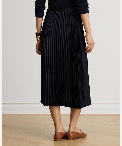 LAUREN RALPH LAUREN（ローレン ラルフ ローレン）の「プリーテッド サテン シャルムーズ スカート（スカート・レディース・ネイビー系1・2/0/4/00）」の5枚目の写真