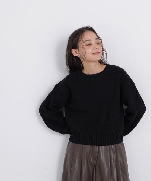 N.(N. Natural Beauty Basic)(エヌエヌナチュラルビューティーベーシック)の「フラワー柄ニット(ニット/セーター・レディース・ブラック/オフホワイト/ピンク・FREE)」の5枚目の写真