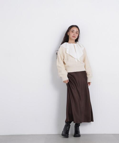 N.(N. Natural Beauty Basic)(エヌエヌナチュラルビューティーベーシック)の「フラワー柄ニット(ニット/セーター・レディース・ブラック/オフホワイト/ピンク・FREE)」の12枚目の写真