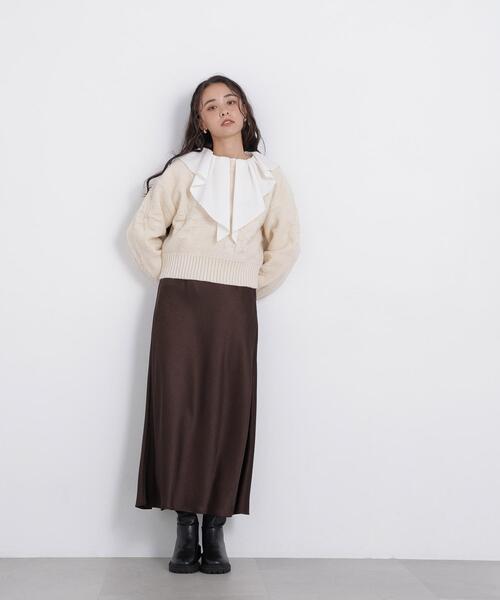 N.(N. Natural Beauty Basic)(エヌエヌナチュラルビューティーベーシック)の「フラワー柄ニット(ニット/セーター・レディース・ブラック/オフホワイト/ピンク・FREE)」の16枚目の写真