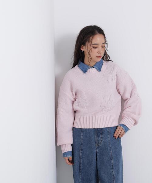 N.(N. Natural Beauty Basic)(エヌエヌナチュラルビューティーベーシック)の「フラワー柄ニット(ニット/セーター・レディース・ブラック/オフホワイト/ピンク・FREE)」の21枚目の写真