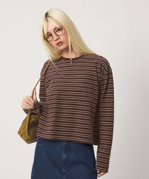 ベロアボーダー ロングスリーブ Tシャツ
