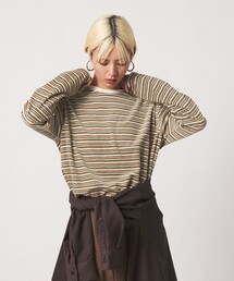 BEAUTY&YOUTH UNITED ARROWS | ベロアボーダー ロングスリーブ Tシャツ(Tシャツ/カットソー)