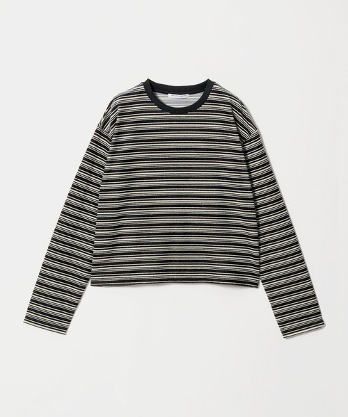BEAUTY&YOUTH UNITED ARROWS（ビューティーアンドユースユナイテッドアローズ）の「ベロアボーダー ロングスリーブ Tシャツ（Tシャツ/カットソー・レディース・ブラック/ダークブラウン/ベージュ・FREE）」の2枚目の写真