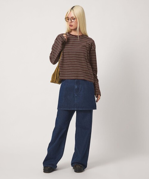 BEAUTY&YOUTH UNITED ARROWS（ビューティーアンドユースユナイテッドアローズ）の「ベロアボーダー ロングスリーブ Tシャツ（Tシャツ/カットソー・レディース・ブラック/ダークブラウン/ベージュ・FREE）」の9枚目の写真