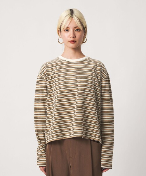 BEAUTY&YOUTH UNITED ARROWS（ビューティーアンドユースユナイテッドアローズ）の「ベロアボーダー ロングスリーブ Tシャツ（Tシャツ/カットソー・レディース・ブラック/ダークブラウン/ベージュ・FREE）」の10枚目の写真
