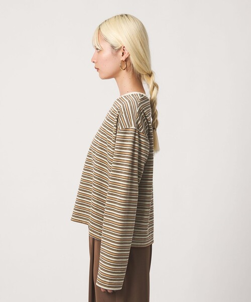 BEAUTY&YOUTH UNITED ARROWS（ビューティーアンドユースユナイテッドアローズ）の「ベロアボーダー ロングスリーブ Tシャツ（Tシャツ/カットソー・レディース・ブラック/ダークブラウン/ベージュ・FREE）」の11枚目の写真