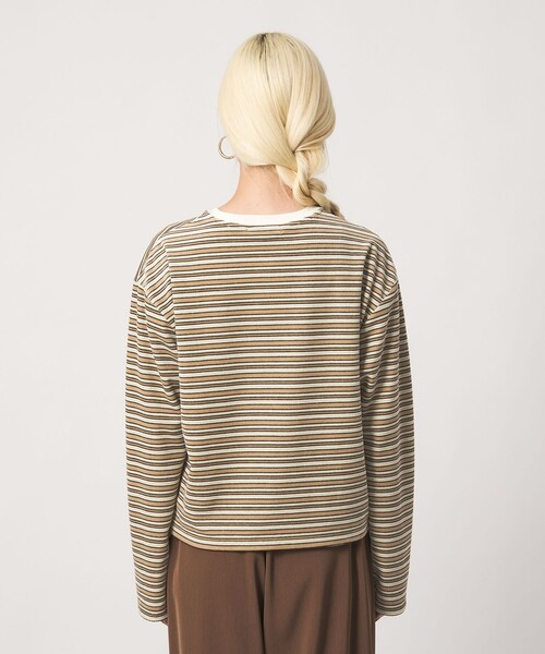 BEAUTY&YOUTH UNITED ARROWS（ビューティーアンドユースユナイテッドアローズ）の「ベロアボーダー ロングスリーブ Tシャツ（Tシャツ/カットソー・レディース・ブラック/ダークブラウン/ベージュ・FREE）」の12枚目の写真