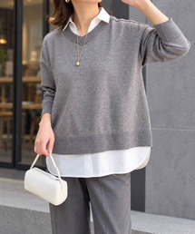 【この1枚で決まる!】シャツレイヤード2wayニットプルオーバー