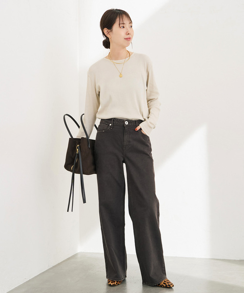 Spick & Span(スピックアンドスパン)の「テレコジャージーボートネックプルオーバー(Tシャツ/カットソー・レディース・ブラック/アイボリー/ホワイト・FREE)」の16枚目の写真