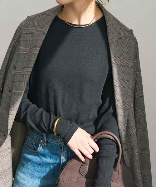 Spick & Span(スピックアンドスパン)の「テレコジャージーボートネックプルオーバー(Tシャツ/カットソー・レディース・ブラック/アイボリー/ホワイト・FREE)」の17枚目の写真