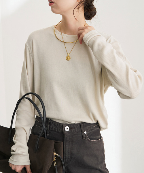 Spick & Span(スピックアンドスパン)の「テレコジャージーボートネックプルオーバー(Tシャツ/カットソー・レディース・ブラック/アイボリー/ホワイト・FREE)」の18枚目の写真