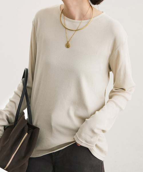 Spick & Span(スピックアンドスパン)の「テレコジャージーボートネックプルオーバー(Tシャツ/カットソー・レディース・ブラック/アイボリー/ホワイト・FREE)」の20枚目の写真