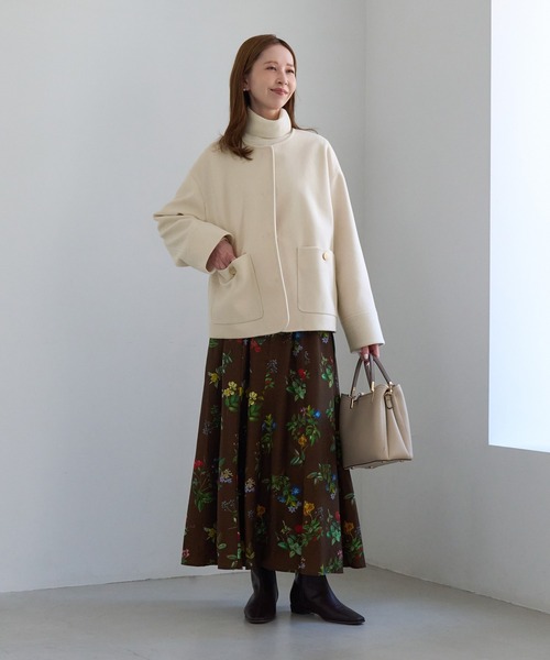 ROPE' PICNIC(ロペピクニック)の「ジャージーメルトン 金ボタンノーカラーブルゾン/ リンクコーデ(ブルゾン・レディース・ダークブラウン/キナリ/ブラック・FREE)」の11枚目の写真