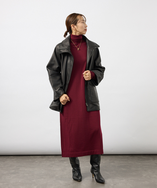 VERMEIL par iena（ヴェルメイユパーイエナ）の「《WEB限定/追加》GLOW wool knit ワンピース（ワンピース・レディース・ボルドー/チャコールグレー/ブラック・FREE）」の16枚目の写真