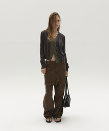 ASYMMETRIC LAYERED CARDIGAN (BROWN)