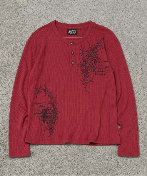 SPINNS(スピンズ)の「短丈ワッフルヘンリーネック長袖Tシャツ/サーマル/ダークロゴ(Tシャツ/カットソー・メンズ・ブラック系その他/アイボリー/ワイン/カモフラージュ・ONESIZE)」の13枚目の写真