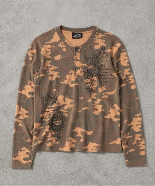 SPINNS(スピンズ)の「短丈ワッフルヘンリーネック長袖Tシャツ/サーマル/ダークロゴ(Tシャツ/カットソー・メンズ・ブラック系その他/アイボリー/ワイン/カモフラージュ・ONESIZE)」の12枚目の写真