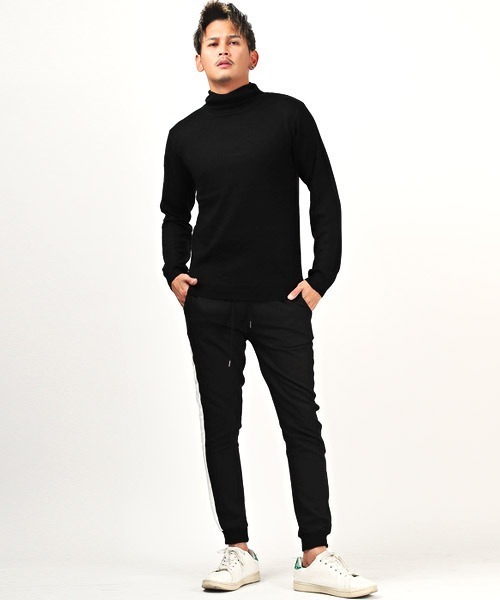 LUXSTYLE(ラグスタイル)の「カシミヤタッチタートルネックセーター(ニット/セーター・メンズ・ホワイト/ブラック・L/M/S)」の7枚目の写真