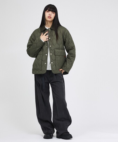 UNIVERSAL OVERALL(ユニバーサルオーバーオール)の「【UNIVERSAL OVERALL/ユニバーサルオーバーオール】QUILT HALFCOAT/キルティングジャケット/秋冬アウター【WEB限定】(ブルゾン・レディース・カーキ・フリー)」の3枚目の写真