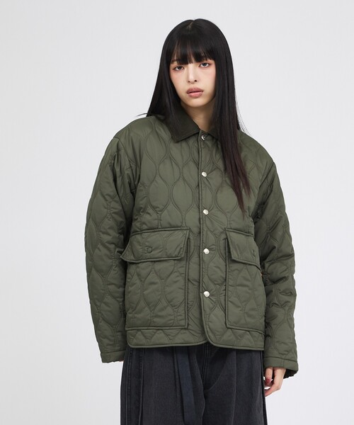 UNIVERSAL OVERALL(ユニバーサルオーバーオール)の「【UNIVERSAL OVERALL/ユニバーサルオーバーオール】QUILT HALFCOAT/キルティングジャケット/秋冬アウター【WEB限定】(ブルゾン・レディース・カーキ・フリー)」の5枚目の写真