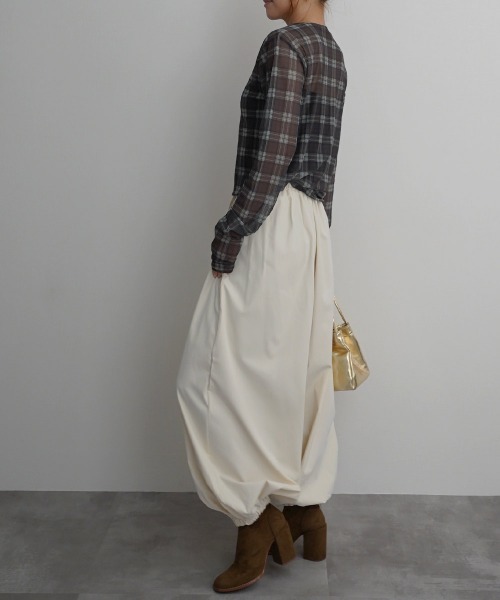 Rashik(ラシク)の「【Rashik】チェック柄シアートップス(Tシャツ/カットソー・レディース・レッド/イエロー/グリーン・FREE)」の6枚目の写真