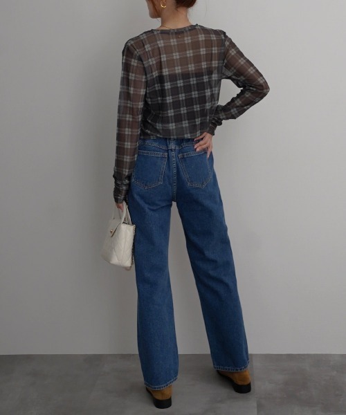 Rashik(ラシク)の「【Rashik】チェック柄シアートップス(Tシャツ/カットソー・レディース・レッド/イエロー/グリーン・FREE)」の8枚目の写真