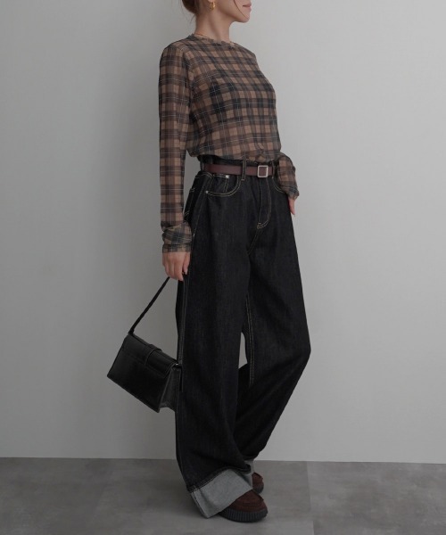 Rashik(ラシク)の「【Rashik】チェック柄シアートップス(Tシャツ/カットソー・レディース・レッド/イエロー/グリーン・FREE)」の12枚目の写真