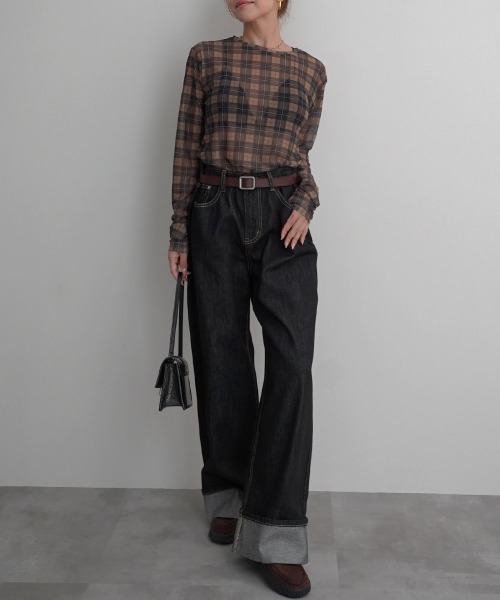 Rashik(ラシク)の「【Rashik】チェック柄シアートップス(Tシャツ/カットソー・レディース・レッド/イエロー/グリーン・FREE)」の10枚目の写真