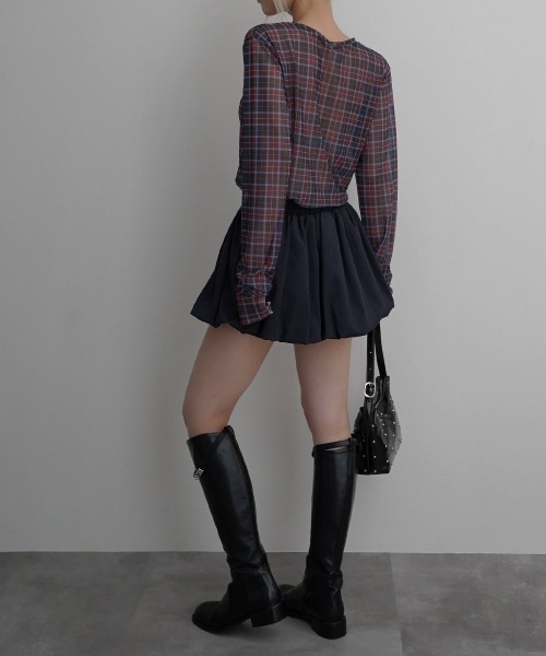 Rashik(ラシク)の「【Rashik】チェック柄シアートップス(Tシャツ/カットソー・レディース・レッド/イエロー/グリーン・FREE)」の17枚目の写真