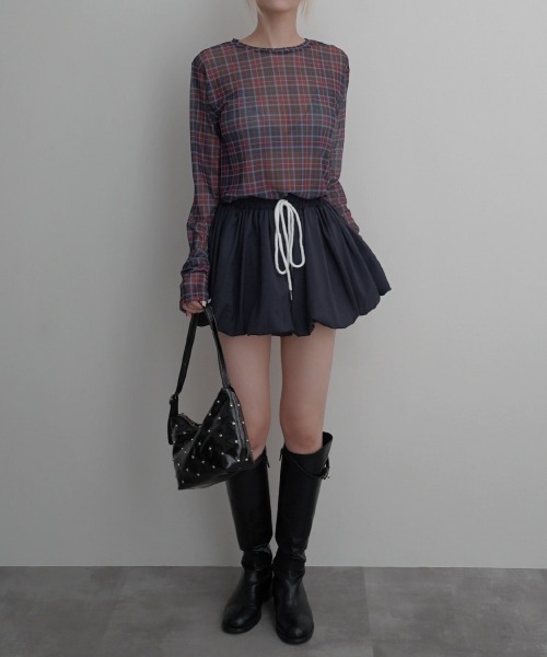 Rashik(ラシク)の「【Rashik】チェック柄シアートップス(Tシャツ/カットソー・レディース・レッド/イエロー/グリーン・FREE)」の16枚目の写真