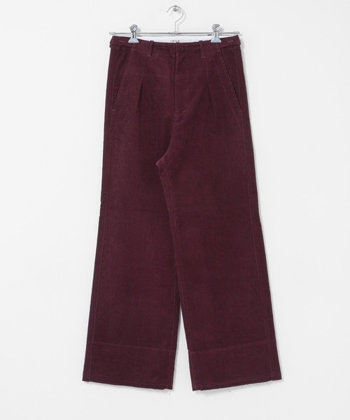 THE GOODLAND MARKET(ザグッドランドマーケット)の「cwtch CORDUROY WIDE PANTS(その他パンツ・レディース・ボルドー/アイボリー/ネイビー・2/1)」の1枚目の写真