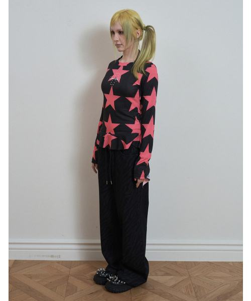 SETUP-EXE（セットアップイーエックスイー）の「BIG STAR フリルトップ / ブラック（Tシャツ/カットソー・レディース・その他・OS）」の3枚目の写真