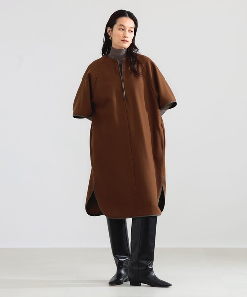 定価2.31万 デミルクスビームス レーヨンリネンギャザーロングワンピース 茶 Demi-Luxe BEAMS（デミルクス ビームス）の「○Demi-Luxe BEAMS