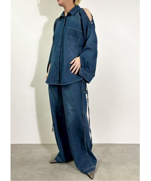 MIDVEIN(ミッドヴェイン)の「race down SH denim(シャツ/ブラウス・レディース・ブルー/ネイビー・FREE)」の6枚目の写真