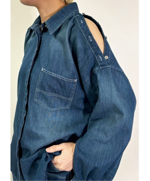 MIDVEIN(ミッドヴェイン)の「race down SH denim(シャツ/ブラウス・レディース・ブルー/ネイビー・FREE)」の7枚目の写真