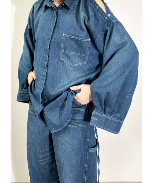 MIDVEIN(ミッドヴェイン)の「race down SH denim(シャツ/ブラウス・レディース・ブルー/ネイビー・FREE)」の8枚目の写真