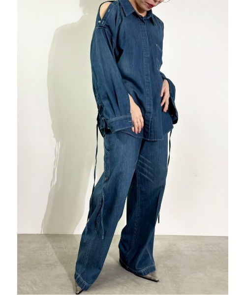 MIDVEIN(ミッドヴェイン)の「race down SH denim(シャツ/ブラウス・レディース・ブルー/ネイビー・FREE)」の11枚目の写真